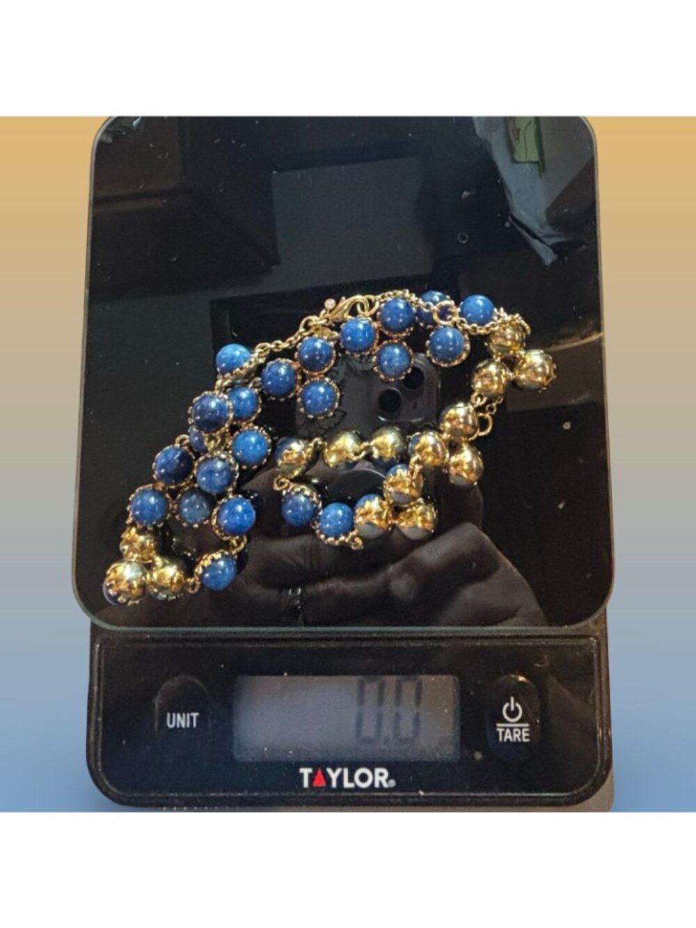 Ann Taylor Necklace With Blue Beads Retro Charm Lobster Clasp Closure Statement - Picture 10 of 10